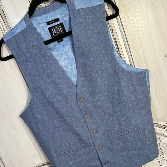 Men’s Joseph Abboud Joe 100% Linen Soft Blue Vest - Picture 3 of 7